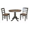 International Concepts 36 in. Round Extension Dining Table with Leaf and 2 Madrid LadderBack Chairs - 3 Piece Dining Set K45-36RXT-C2-2 - alternate 2